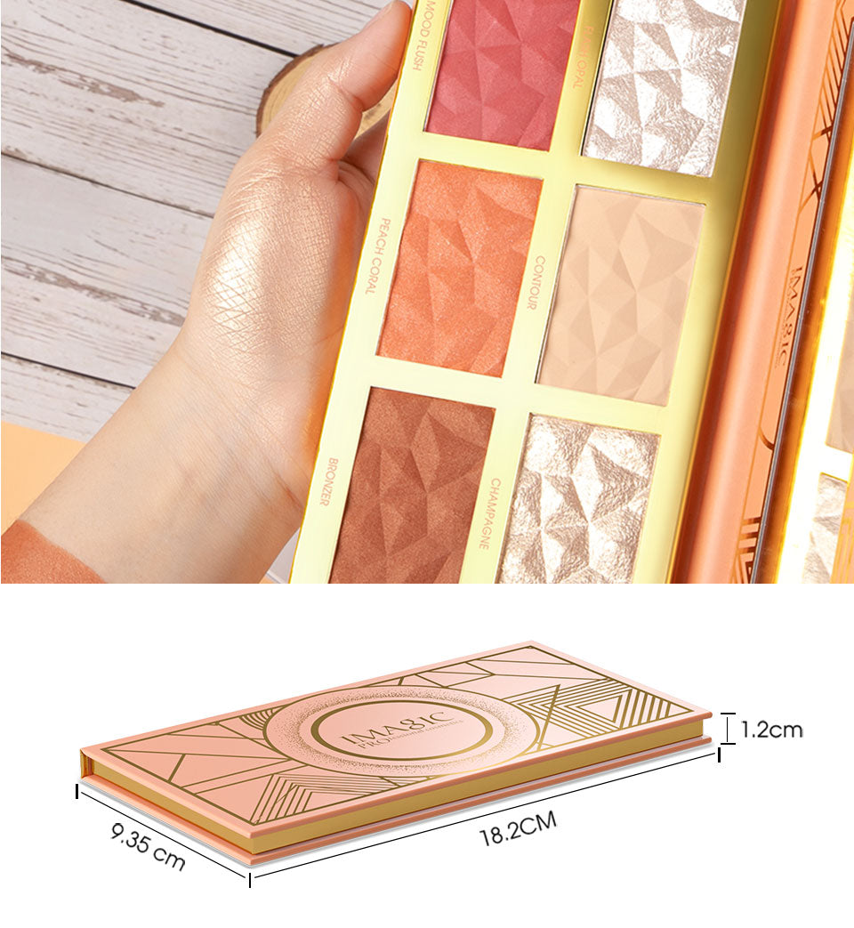 New 6-Color Blend Highlight Blush Palette