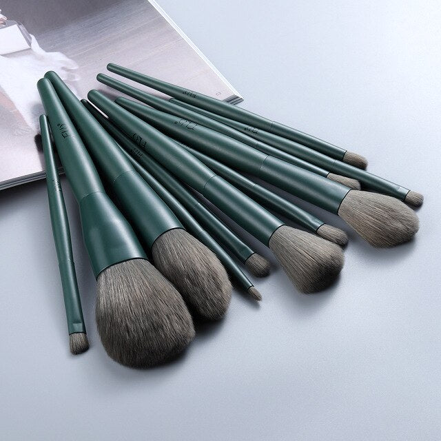 Green Make Up Brushes Set