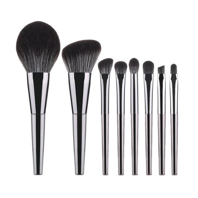 Silver Metal Make Up Brushes Set