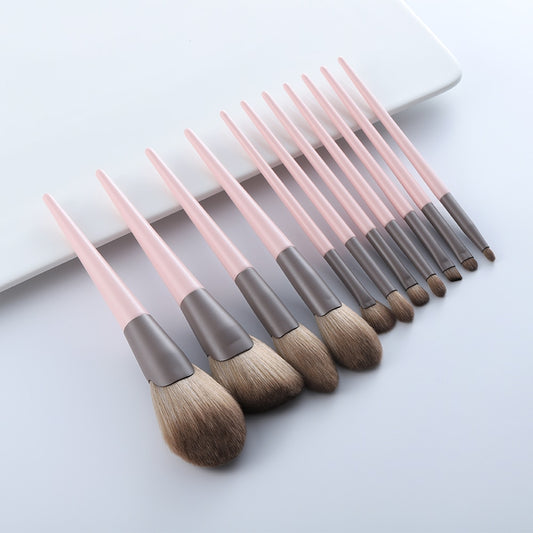 Pink Fan Make Up Brushes Set