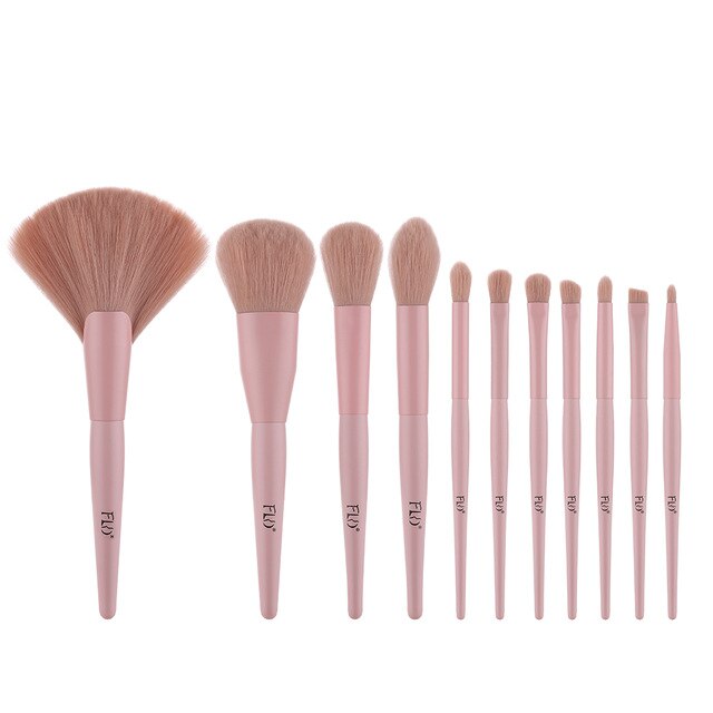 Pink Fan Make Up Brushes Set