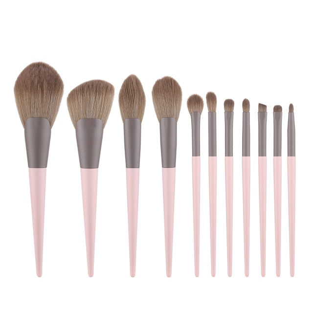 Pink Fan Make Up Brushes Set