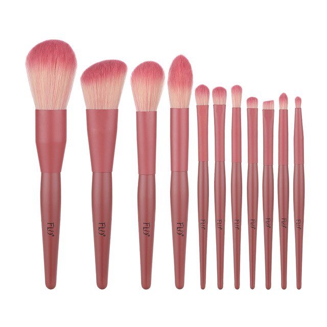 Pink Fan Make Up Brushes Set