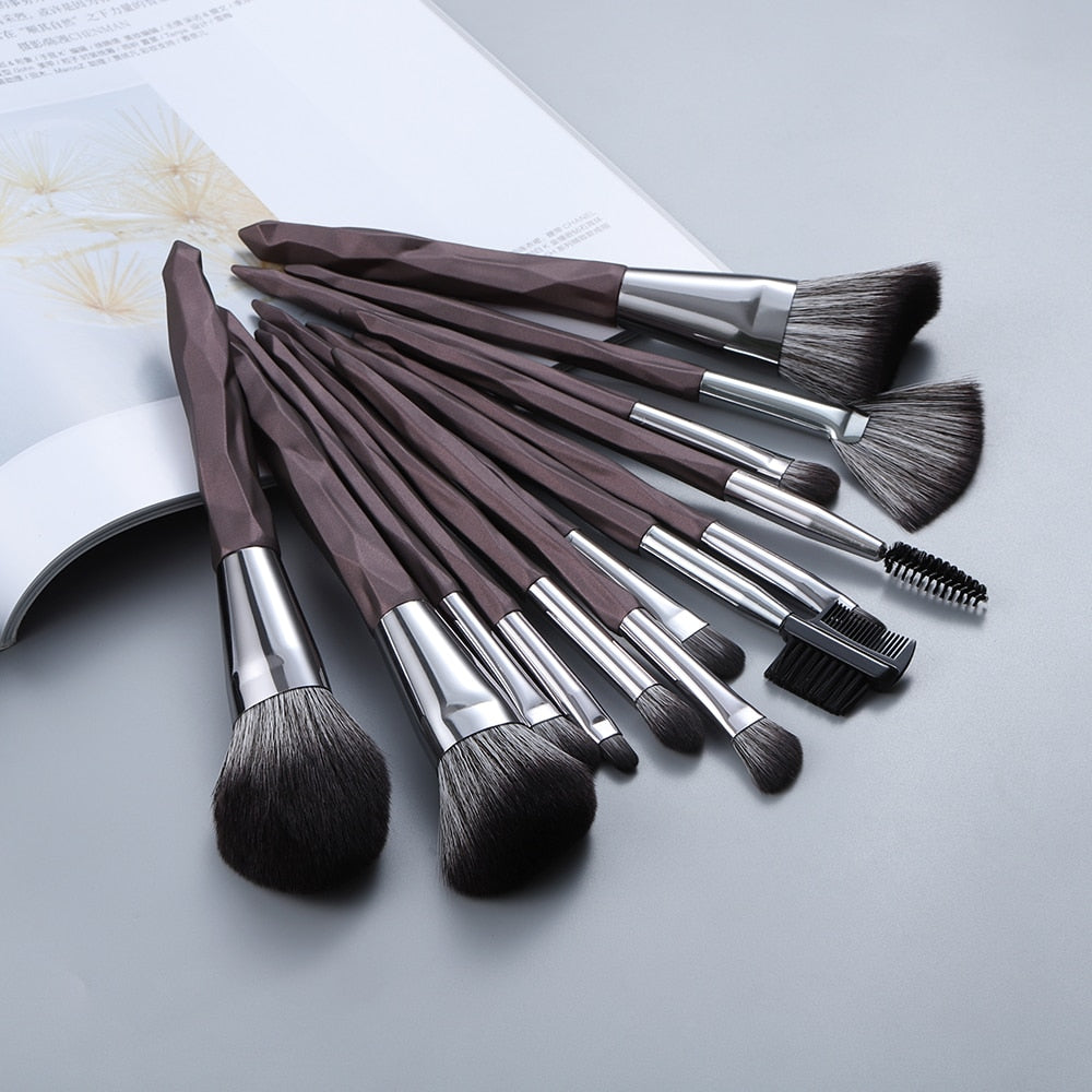 Super Soft Coffee Big Makeup Brushes Set - 11/13 Pcs