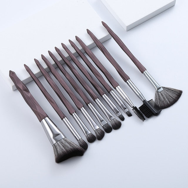 Super Soft Coffee Big Makeup Brushes Set - 11/13 Pcs